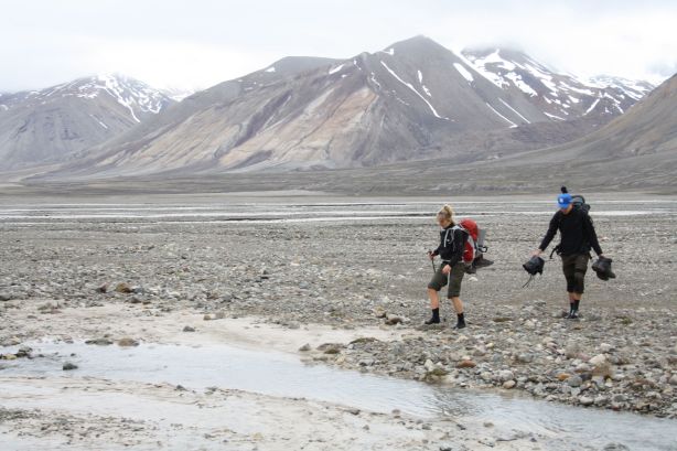 Crossing the braided glacial stream