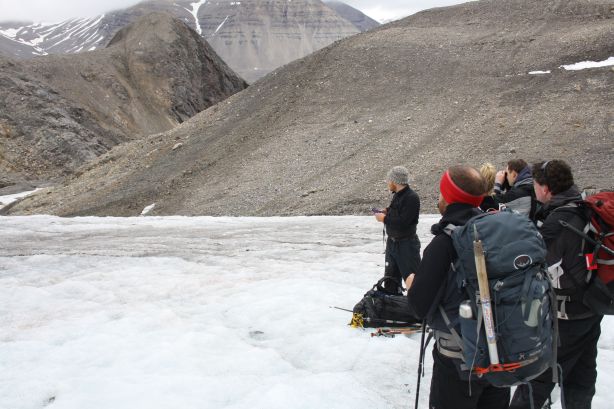 At the bottom of the glacier. At the bottom of the glacier.