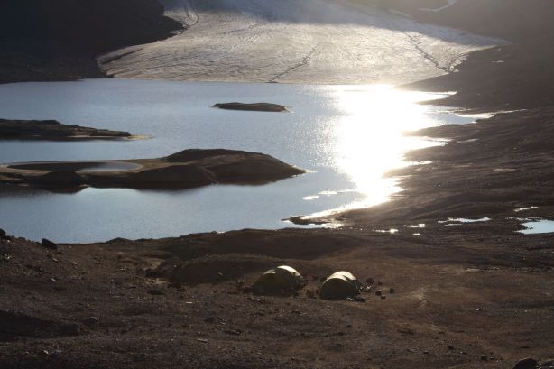 Advanced base camp in the sun