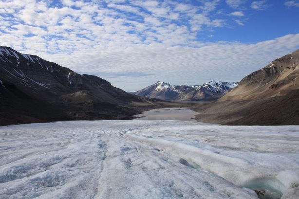 The view down the glacier