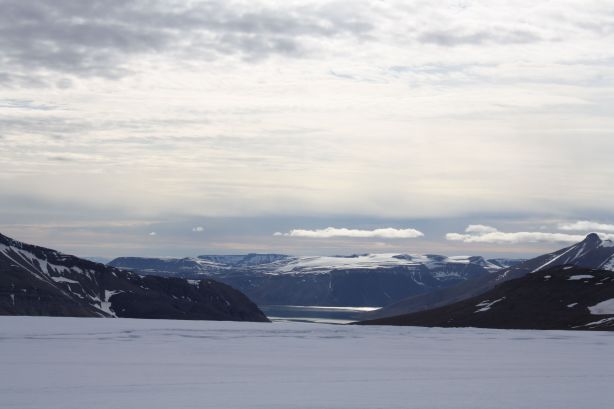View down the glacier