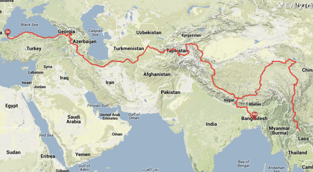 World Cycle Trip 2015: Route Through Asia