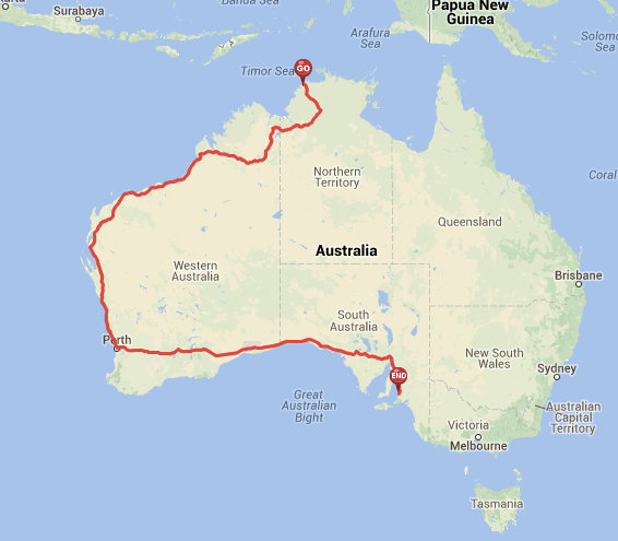 Route across Australia