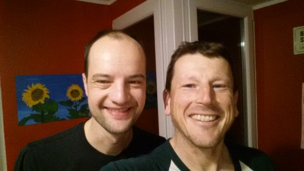 Arnd and me super early in the morning under an unforgiving bright light