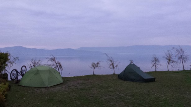 Our tents on Lake Ohrid