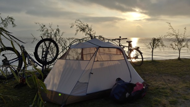 Sunrise at our campsite on Lake Ohrid