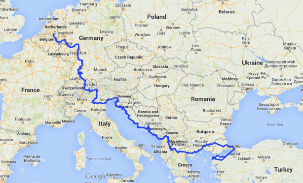 5614km through 16 countries - the European leg of my trip