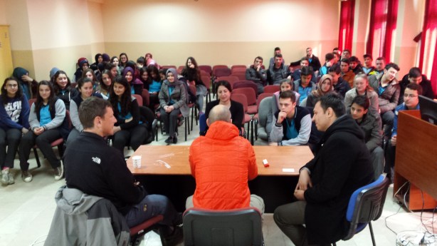 In front of the class