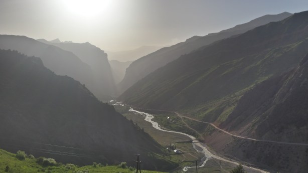 Looking down at our climb