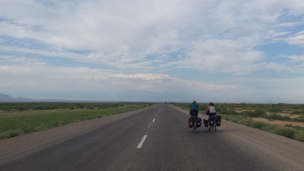 David and Isabella on the endless straight road