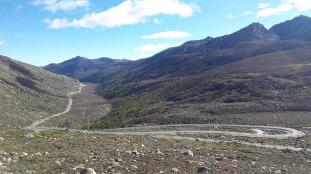 Looking down the pass