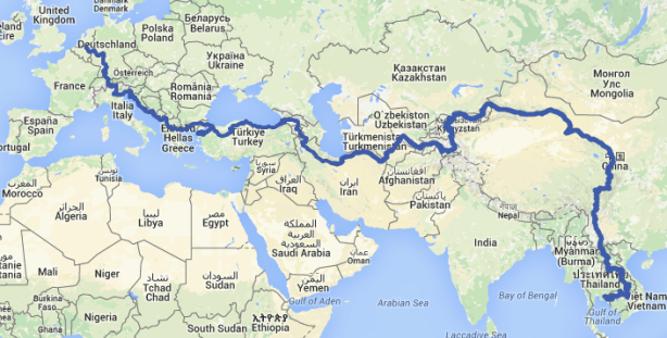 My route up to Bangkok