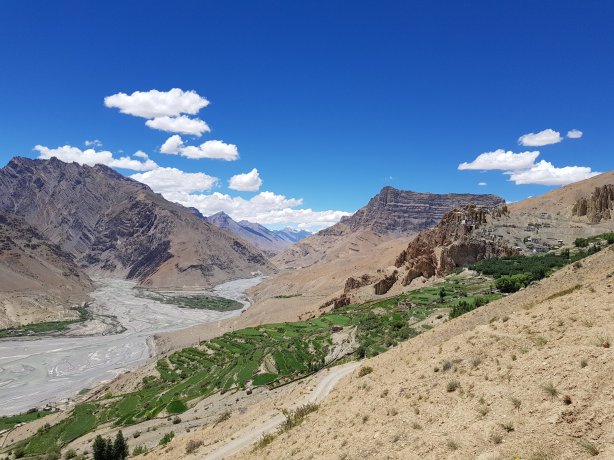 Climbing to the Dhankar monastery