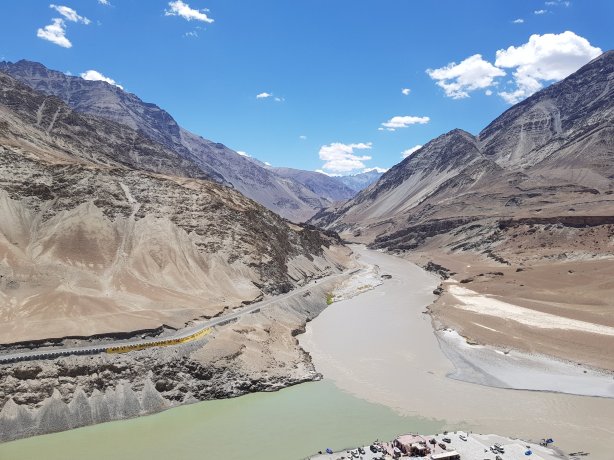 The confluence of the Zanskar and Indus rivers