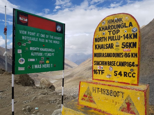 Khardung La summit. Not sure of the altitude though.