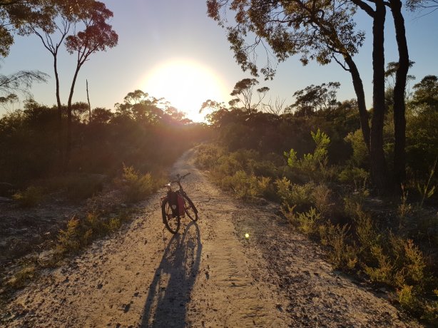 Riding to Lost World in the morning light