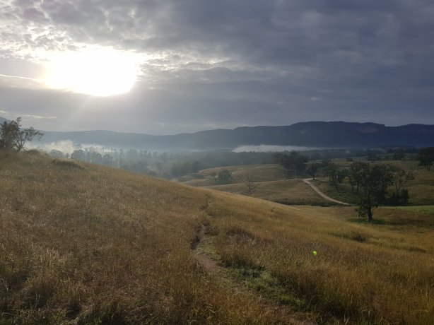 The morning sunlight over the Six Foot Trail