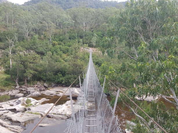 The suspension bridge over Cox's River