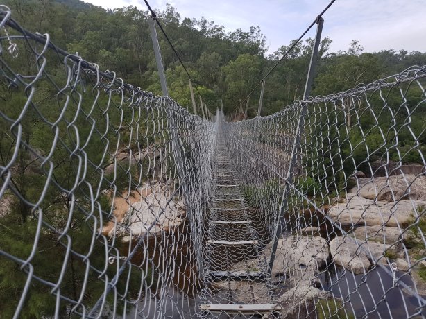 The suspension bridge over Cox's River