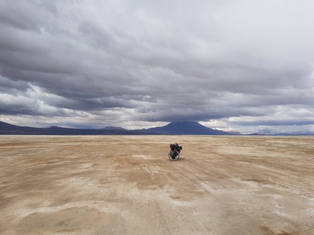 Bike on the expanse of salt